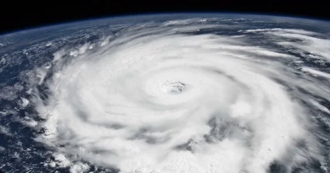 Hurricane View From Space to Earth Close Up Animation, 4K Stock Footage 75214256
