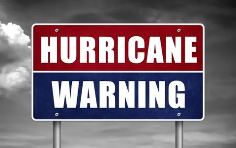 Hurricane warning - road sign Stock Illustration