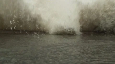Hurricane wave crashes into seawall Stock-Footage 12574264