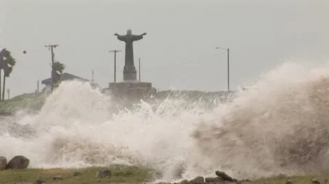 Hurricane wave storm surge Stock Footage 12574026