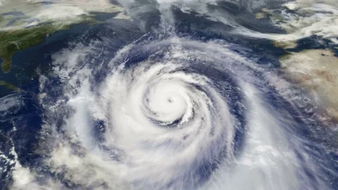 Hurricane Weather Satellite Aerial View Stock Footage