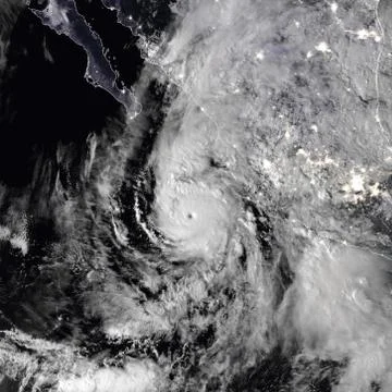 Hurricane Willa, nighttime image. Elements of this image furnished by NASA Foto stock
