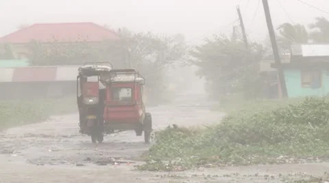 Hurricane Wind And Rain Batters Vehicle Stock Footage 8997990