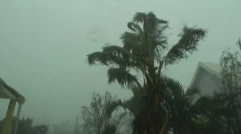 Hurricane wind and rain damage roof structure Stock Footage 12569477