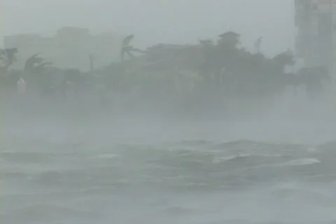 Hurricane wind and rain over the water Stock Footage 12575590
