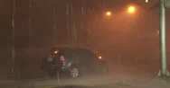 Hurricane Wind And Rain Rip Through City At Night Stock Footage
