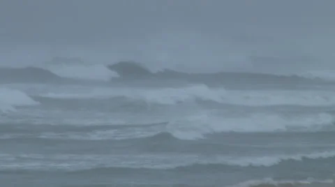 Hurricane wind blowing into waves Stock Footage 40001180