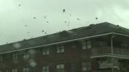 Hurricane Wind Blows Roof Shingles Flying Stock Footage