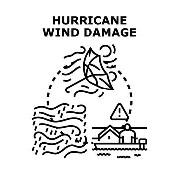 Hurricane wind damage and flood disaster concept Stock Illustration
