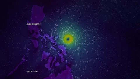 Hurricane Wind Direction Near Philippines On Map Stock Footage 292320048