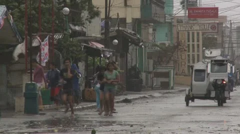 Hurricane Winds Tear Through Town In Philippines Stock Footage 8997961