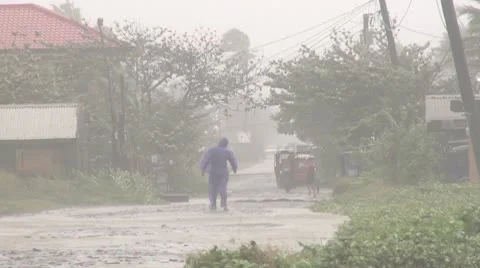 Hurricane Winds Tear Through Town In Philippines Stock Footage 8998015