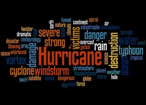 Hurricane, word cloud concept Illustrazione stock