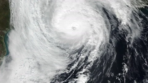 Hurricane Zeta 2020 view from space ready to make landfall turning in the ocean  Stock Footage 237236265