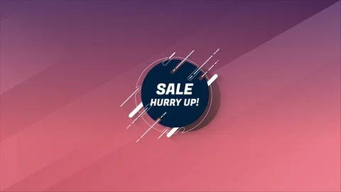 Hurry Up call to action text with thin line flying objects on colorful backgroun Stock Footage 105675022