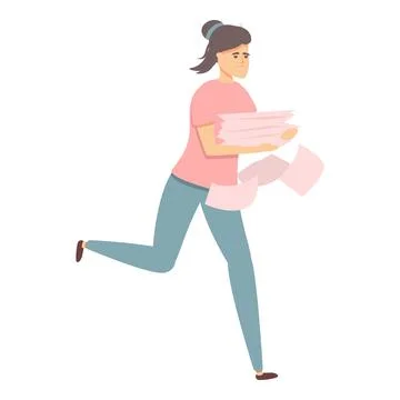 Hurry worker icon cartoon vector. Morning rushing Stock Illustration