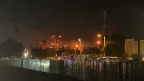 Hurst Fire starting evening of January 7, 2025 Sylmar, California Stock Footage 303858843