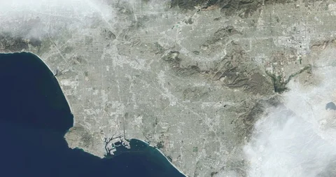Hurtling earthward, out of control, over Los Angeles Stock Footage 101241583