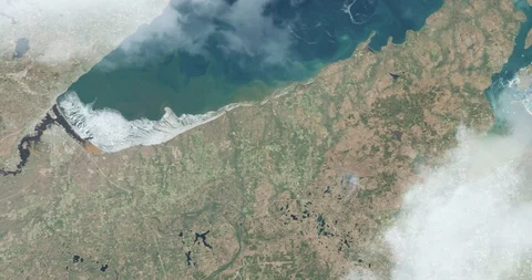 Hurtling earthward, out of control, over Lake Superior, US Canada border Stock Footage 101242675