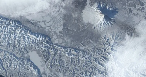 Hurtling earthward, out of control, over the Kamchatka Peninsula, Russia Stock Footage 101245446