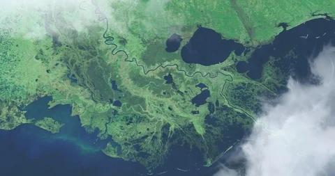 Hurtling earthward, out of control, over the Mississippi River delta Stock Footage 101246294