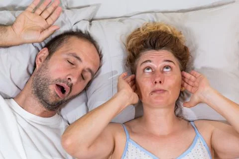Husband snoring Stock-Fotos