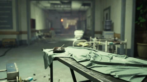Hush in operating room reveals neglect and surface deterioration clearly Stock Footage 341826805