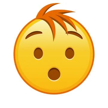 Hushed face Large size of yellow emoji smile with hair Illustrazione stock