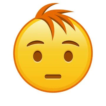 Hushed face Large size of yellow emoji smile with hair Stock Illustration