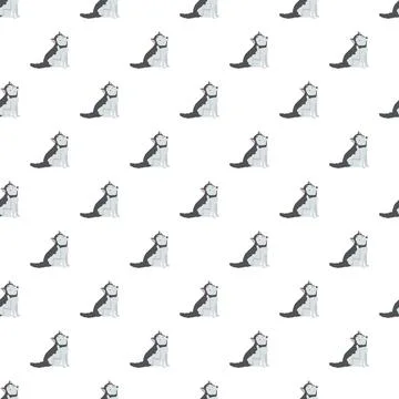 Husky dog cartoon repeating pattern on white background 스톡 일러스트