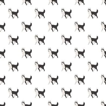 Husky dog cartoon seamless pattern background Stock Illustration