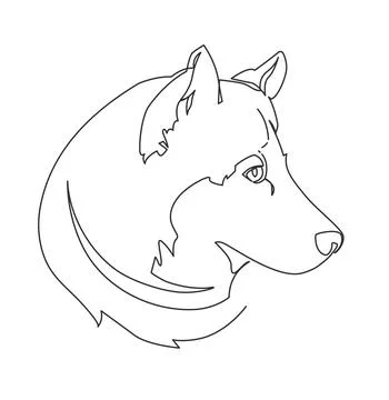 Husky dog head single continuous line hand drawing logo vector illustration.  Illustrazione stock