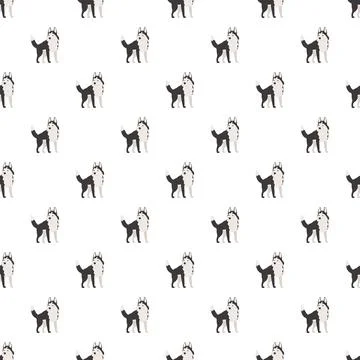 Husky dog seamless pattern creating animal background Stock Illustration
