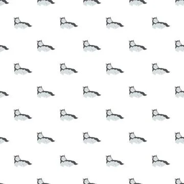 Husky dog seamless pattern on white background Stock Illustration