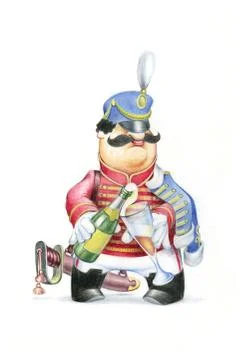 Hussar with champagne Stock Illustration