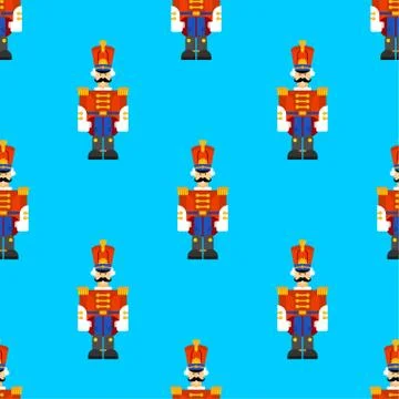 Hussar soldier retro pattern seamless. Guardsman with mustache background. Ba Illustrazione stock