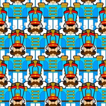Hussar soldier retro pattern seamless. Guardsman with mustache background. Ba Stock Illustration