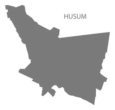 Husum German city map grey illustration silhouette shape Stock Illustration