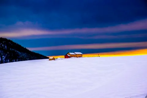 Hut and sunset one Stock Photos