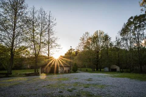 Hut backlit with flare Stock Photos