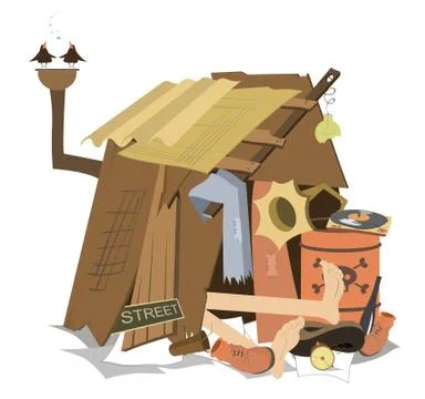 Hut of the beggar isolated Stock Illustration