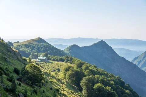 Hut high in the mountain. Stock Photos