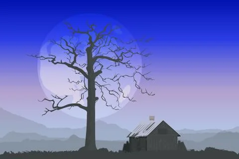 Hut in the mountains Stock Illustration