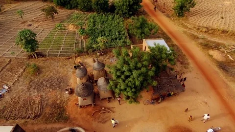 Hut silos in a village Stock Footage 80773486
