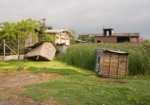HUT SUBMERGED IN MUD Stock Photos