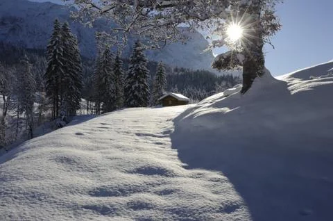 Hut in winter Stock Photos