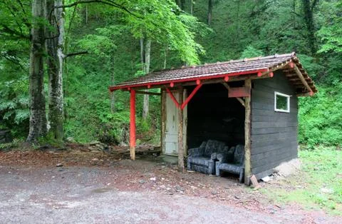 Hut in the woods Stock Photos