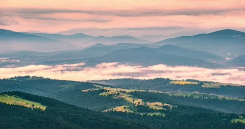 Hutsul villages at dawn. Stock Footage 170780091