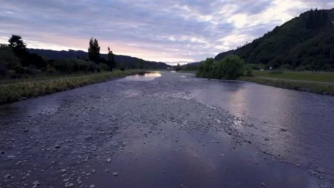 Hutt River Drone at Dusk Stock Footage 130286661