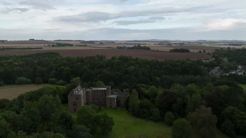 Hutton Castle from a drone, Whiteadder Water, Chirnside, Scottish Borders, UK Stock-Footage 317444902